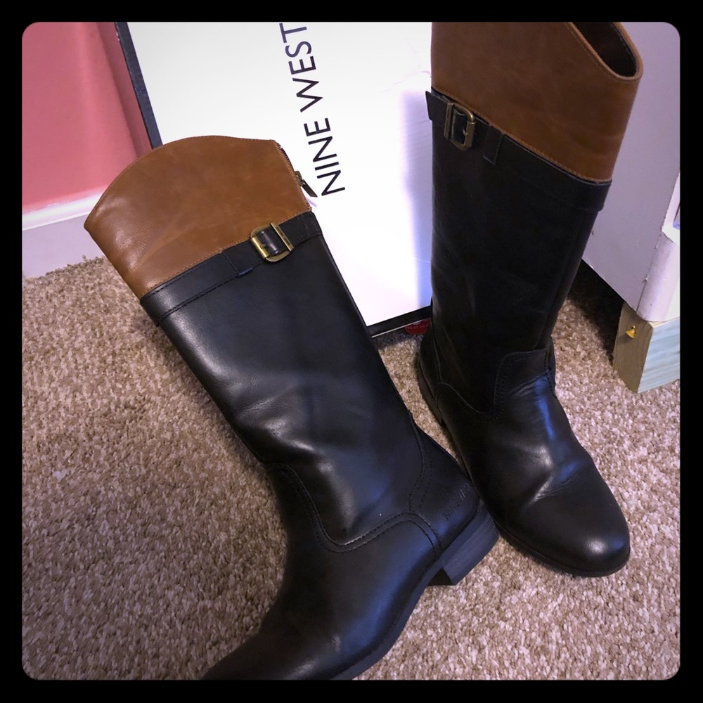 Kids  4 1/2 black/brown Nine West boots